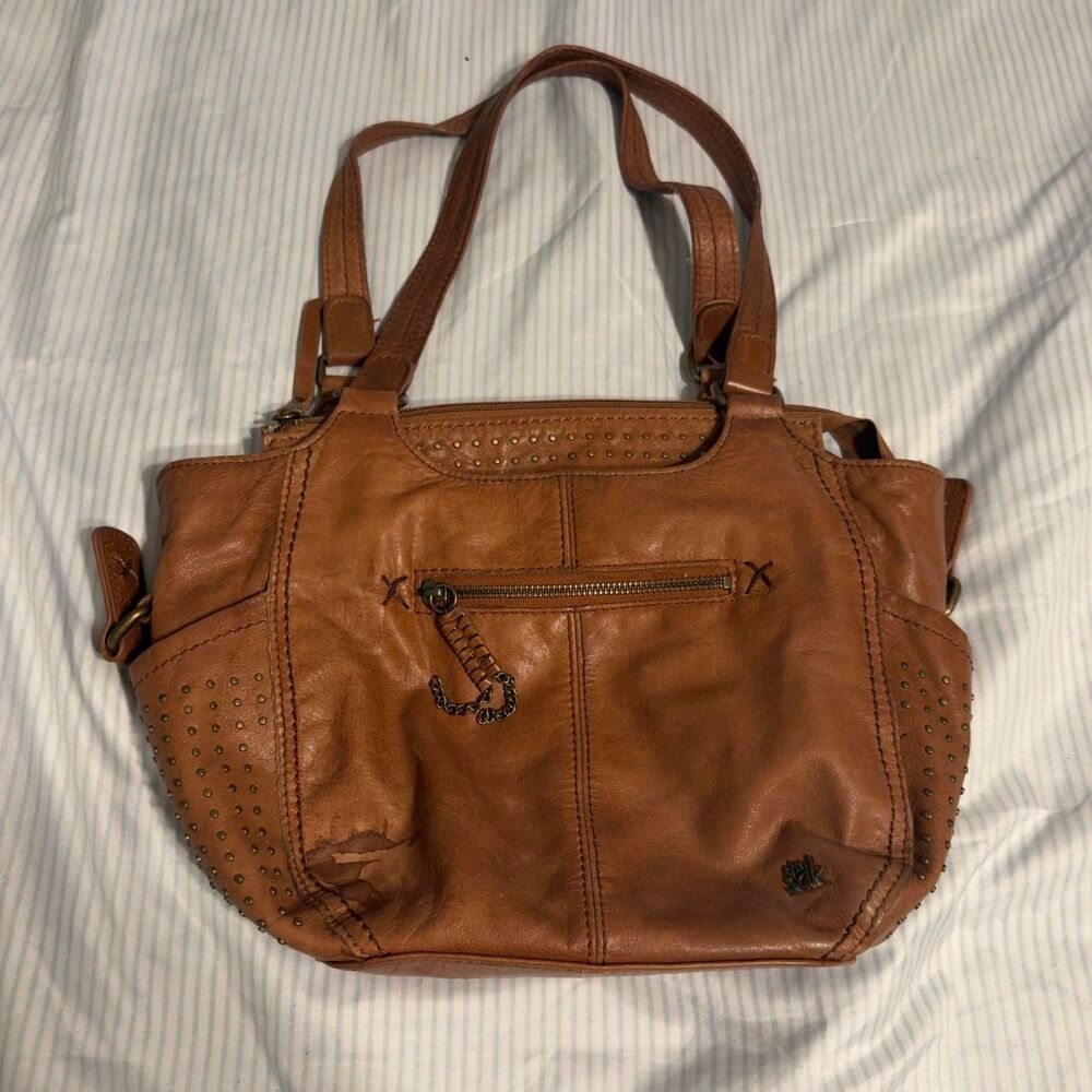 The Sak brown leather handbag with studded details #leather #handbag